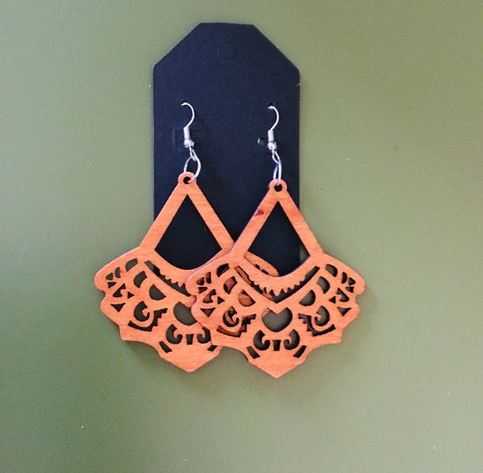 Wooden Chandelier Dangly Earrings