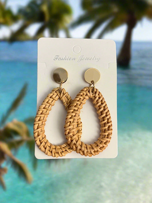 Boho Rattan Teardrop Earrings