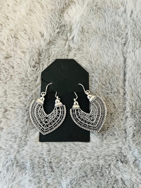 Silver Hoop Boho Style Earrings