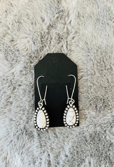 Dangly Earrings With White Stone