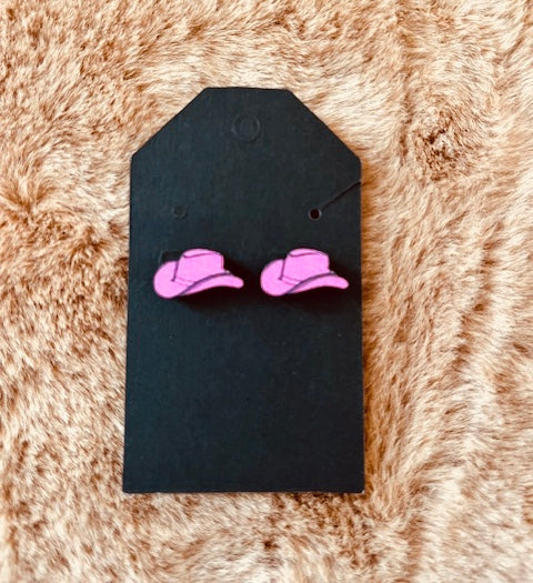 Pink Cowboy Hat Studs