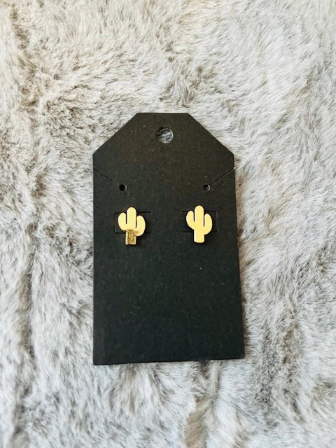 Gold Cactus Earring